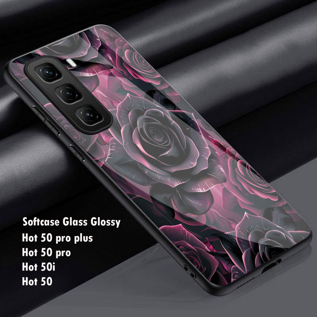 Softcase Glass Shiny Glass Infinix Hot 50 50i Hot 50 Pro Hot 50 Pro+ Casing Hp Infinix Hot 50 Pro+ K