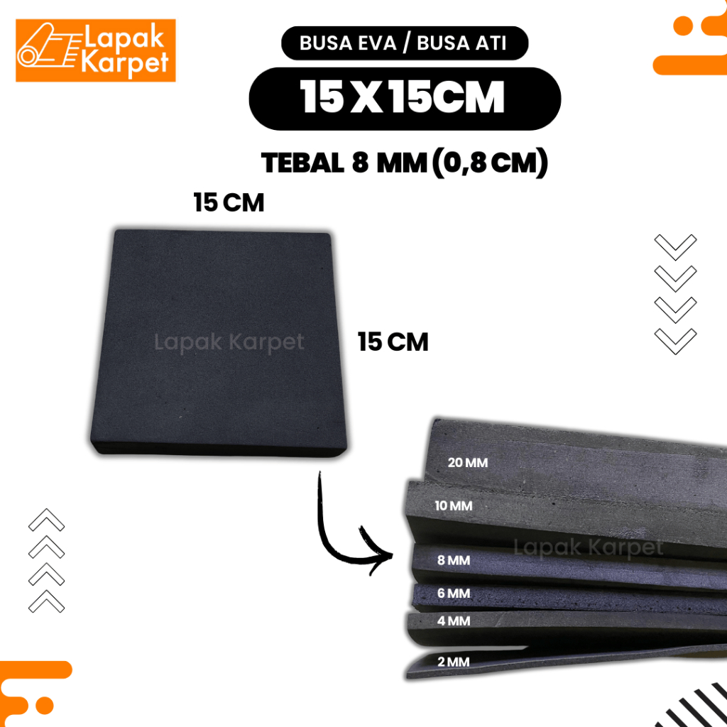 โฟม Eva / โฟม Ati / ฟองน้ํา Eva / โฟม Eva / ขนาด 15x15 ซม. / หนา 0.8 ซม. (8 มม.) / โฟม Ati อเนกประสง