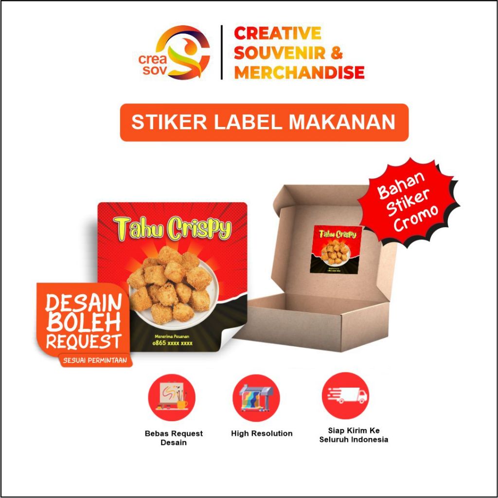 Creasov – Round Cromo Crispy Tofu Sticker Food Label Print Custom Cromo Sticker