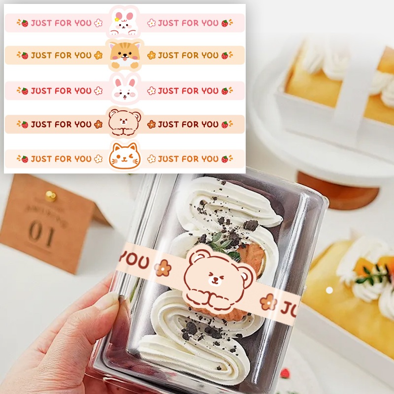 JUST FOR YOU BUNNY สติ๊กเกอร์ยาว 24 ซม. THANK YOU SO MUCH สติ๊กเกอร์ฉลาก 50 ชิ้น