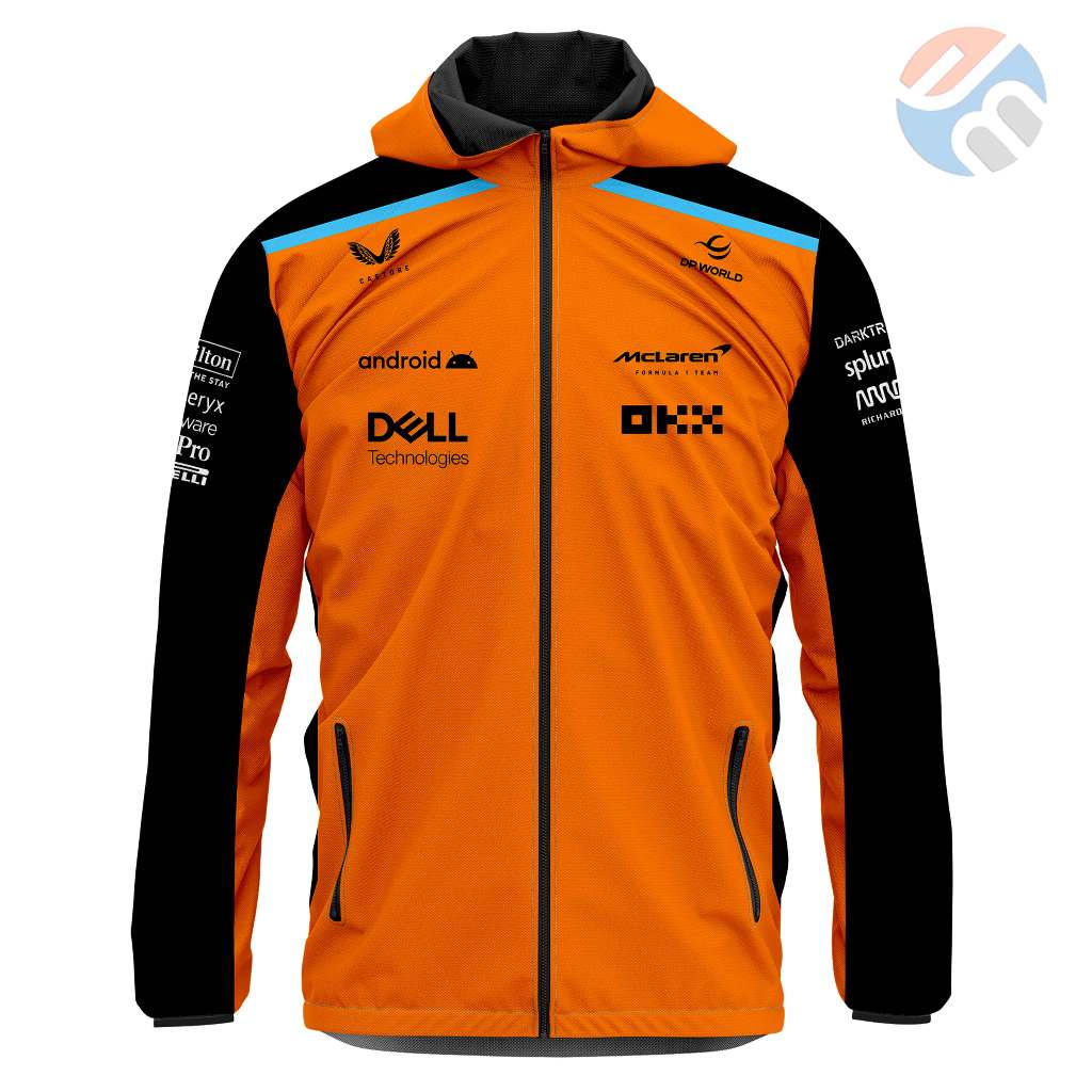 SAGALA - เสื้อแจ็คเก็ตร่มชูชีพ F1 Mclaren สีดําสีส้ม 2025 รถแข่ง Formula One ผู้ใหญ่ผู้ชายและผู้หญิง | การพิมพ์ซับลิเม