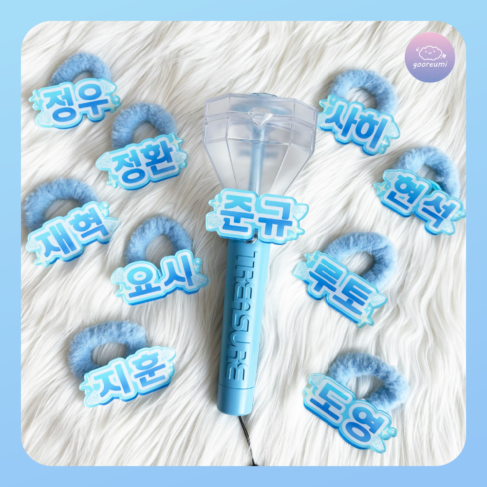 TREASURE Lightstick อะคริลิคชื่อ Deco พร้อม Scrunchie ~ Teulight Deco ~ Charm lightstick ตกแต่ง