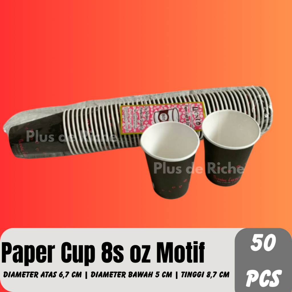 Paper Cup 9 oz / 8s Motif (50 ชิ้น) - Paper Cup Coffee - Paper Cup - Paper Cup Coffee - Paper Cup