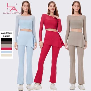 Lala.Active - Shafia SET - LONG SLEEVE (include fix cup bra) / SKORT LEGGING CUTBRAY – Setelan Yoga Pilates Olahraga Wanita