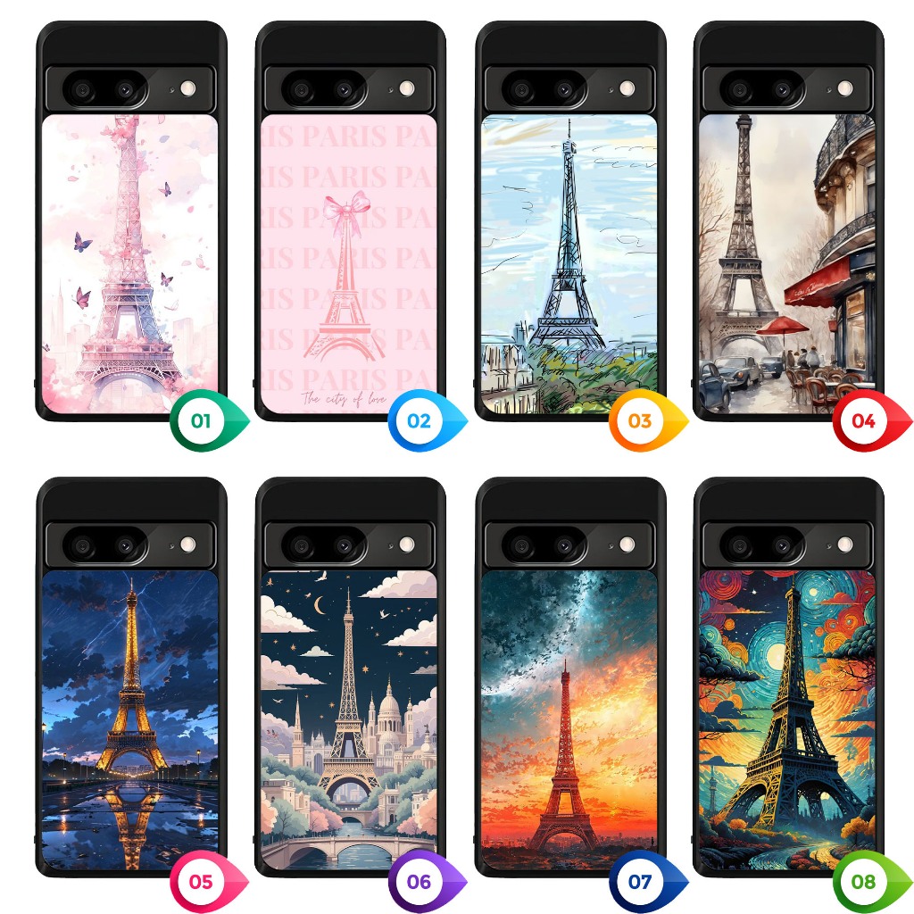 กรณีปลอกที่กําหนดเอง Google Pixel 10 9 9A 8 8A 7 7A 6 6A 5 5A 4 4A 3 3A 2 Pro XL 4G 5G PARIS ART NA0