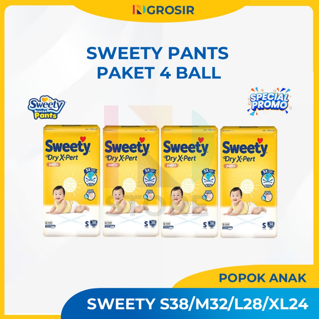 Sweety Pants Dry X-Pert S38 M32 L28 XL24 แพ็ค 4 ลูก