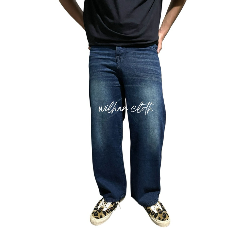 กางเกงผู้ชาย Baggy Whisker Baggy Pants ขากว้าง สไตล์เกาหลี