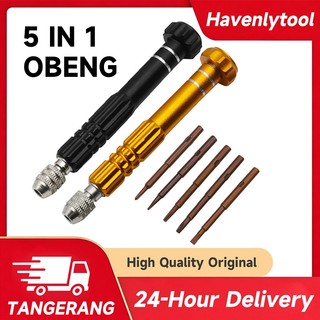 Havenlytool Obeng Set 5 In 1 / Obeng Reparasi / Obeng Jam / Tools Alat Servis / Screwdriver Jam Tangan Ponsel Obeng / Obeng Kacamata Magnet