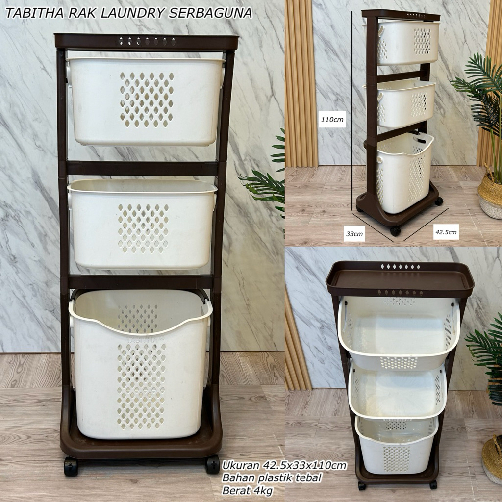 TABITA MULTIPURPOSE LAUNDRY RACK || ชั้นเก็บของอเนกประสงค์ || LAUNDRY RACK + ล้อ || ตะกร้าใส่เสื้อผ้
