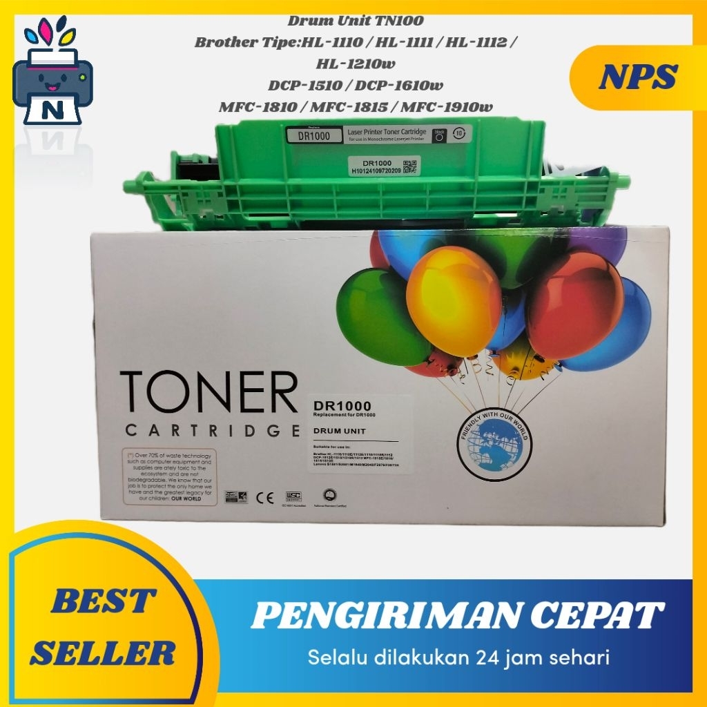 Drum Unit TN1000 Support Brother Printer Type: HL-1110 / HL-111 / HL-1012 / HL-1210w DCP-1510 / DCP-