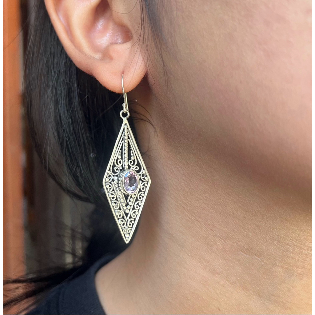 ต่างหู Amethyst Wanjik Bun Jawan เงินแท้ 925