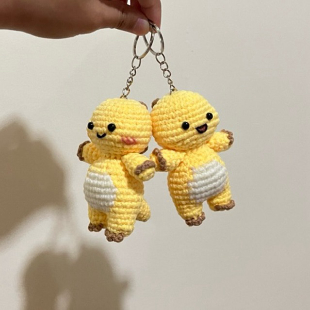 GANTUNGAN CROCHET KEYCHAIN NAILONG || พวงกุญแจฝน || ไดโนเหลือง
