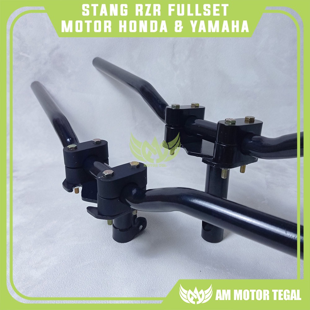 RZR Handlebar Fullset Package Black Racing Road Race Universal Motorcycle Honda Yamaha One Set