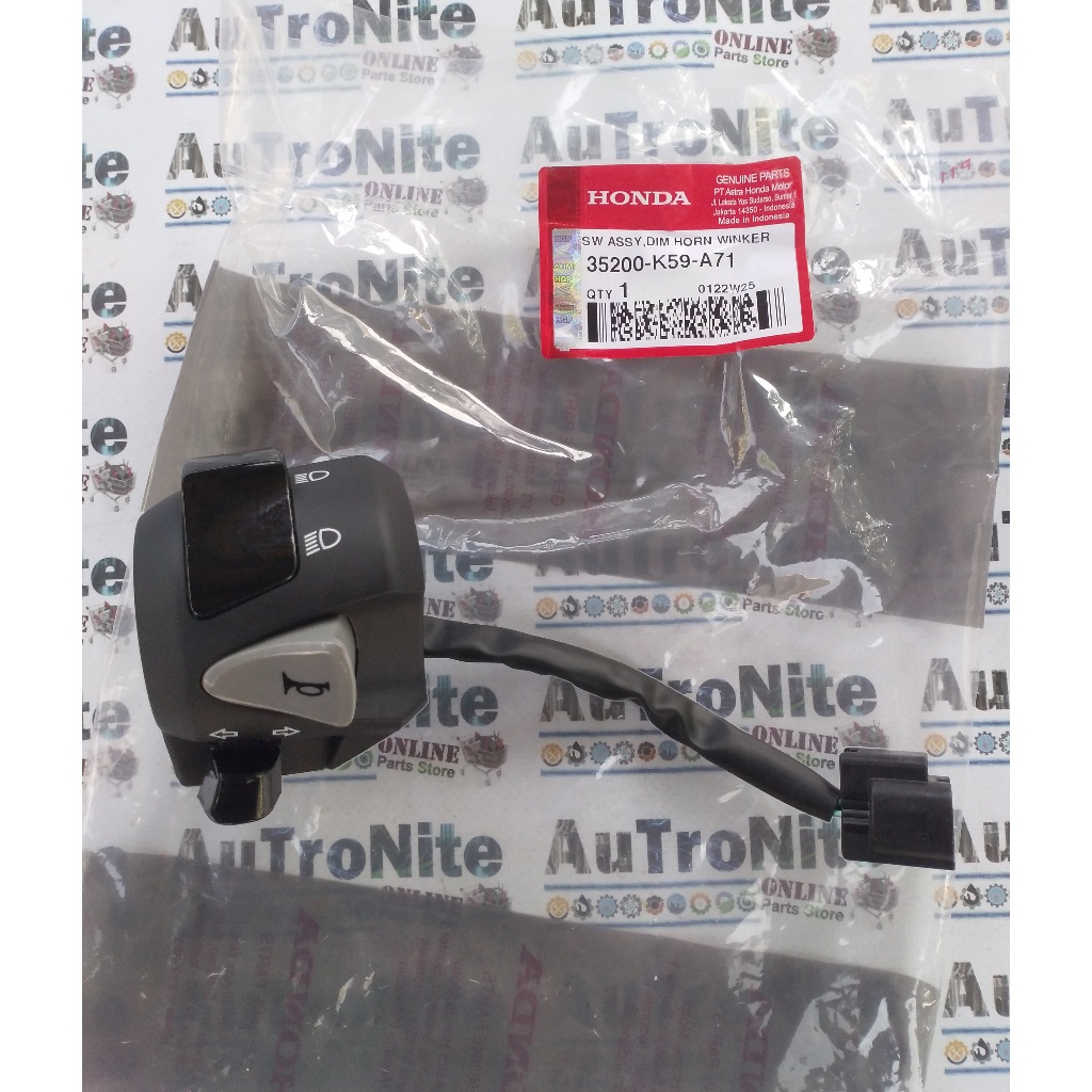 TOMBOL ผู้ถือสวิทช์ซ้าย Assy Dimmer Horn ปุ่ม Winker 35200-K59-A71 Original Honda Vario 125 150 ISS 