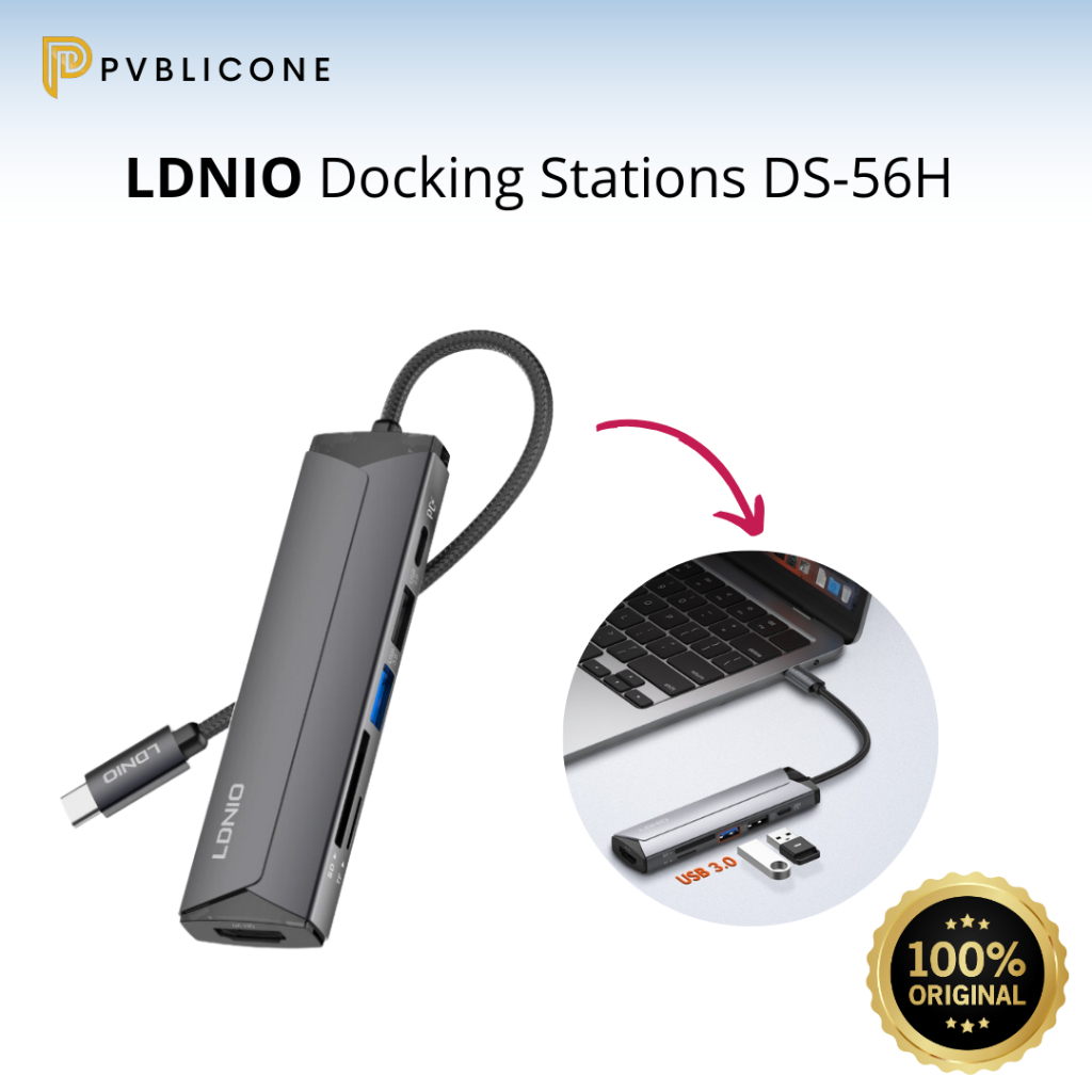 LDNIO DS-56H การส่งข้อมูล 5Gbps SD & TF Port 100Watt Fast Charging Docking Station 6 in 1 Multi-Func