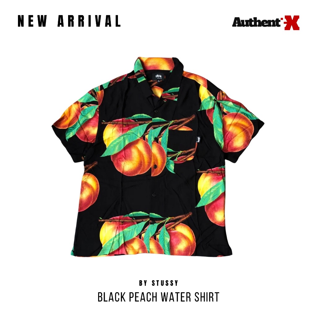 STUSSY AUSTRALIA PEACH PATTERN SHORT SLEEVE SHIRT - สีดํา (สต๊อกเหลือ 1 ใบ)