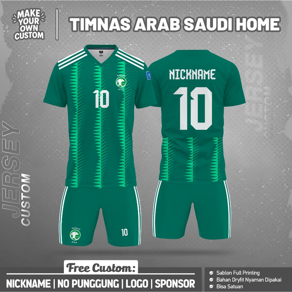 FOOTBALL JERSEY SUPPORTER T1MNAS AR4B SAUD1 H0ME หมายเลขชื่อและหลังแบบกําหนดเองฟรี