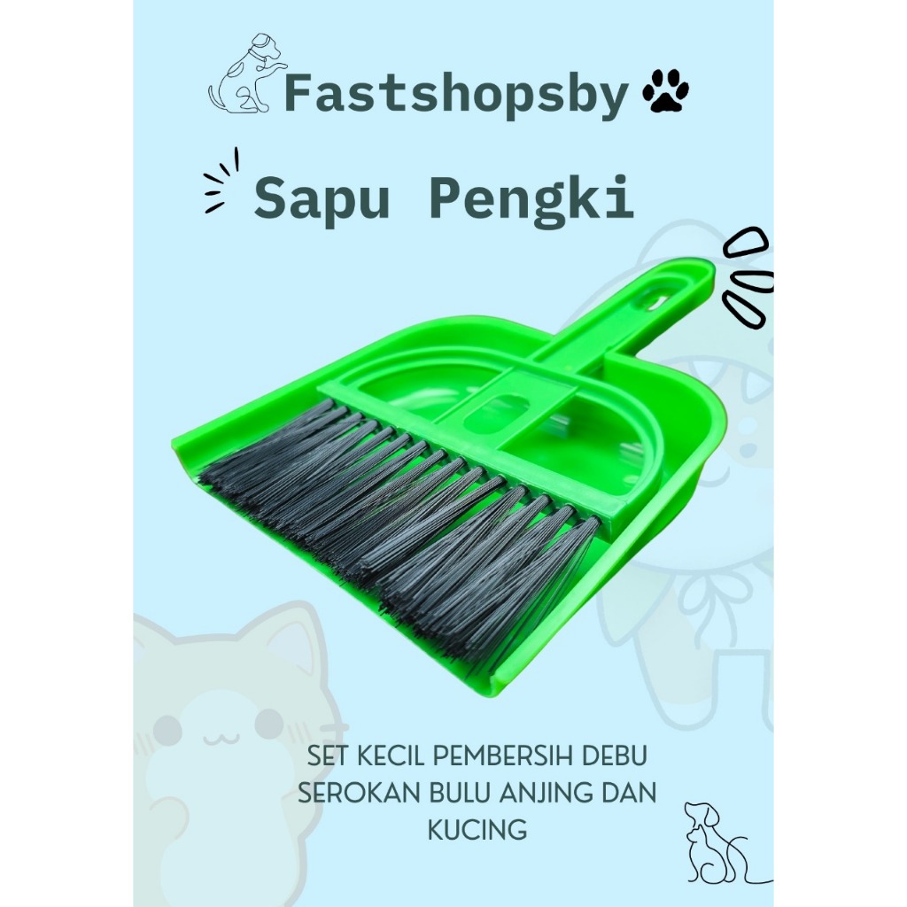 SMALL MINI BROOM SET DUST CLEANER CAT DOG FUR SCOOPER
