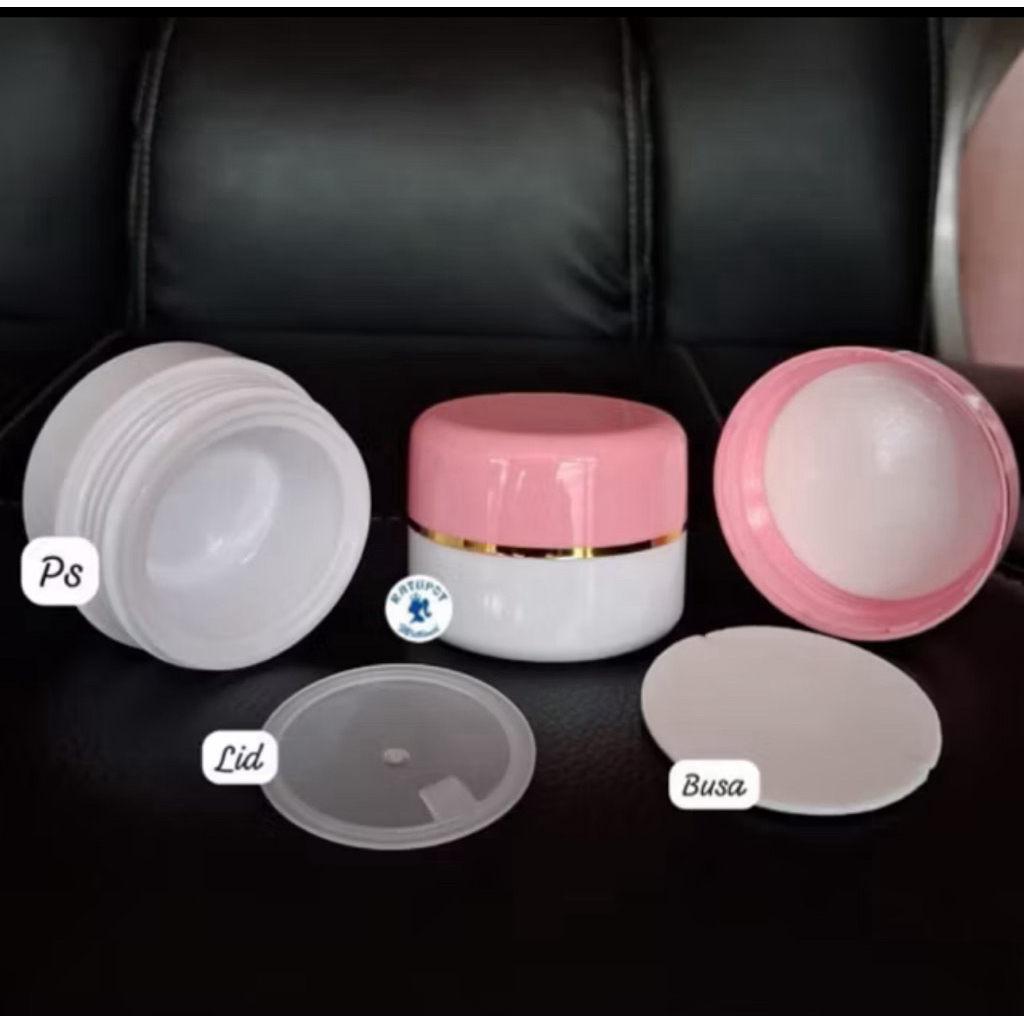 NORMAL PRICE CHAT>PS ตลับครีมสีชมพูขาว 12.5 กรัม พร้อมฝาครอบโฟม