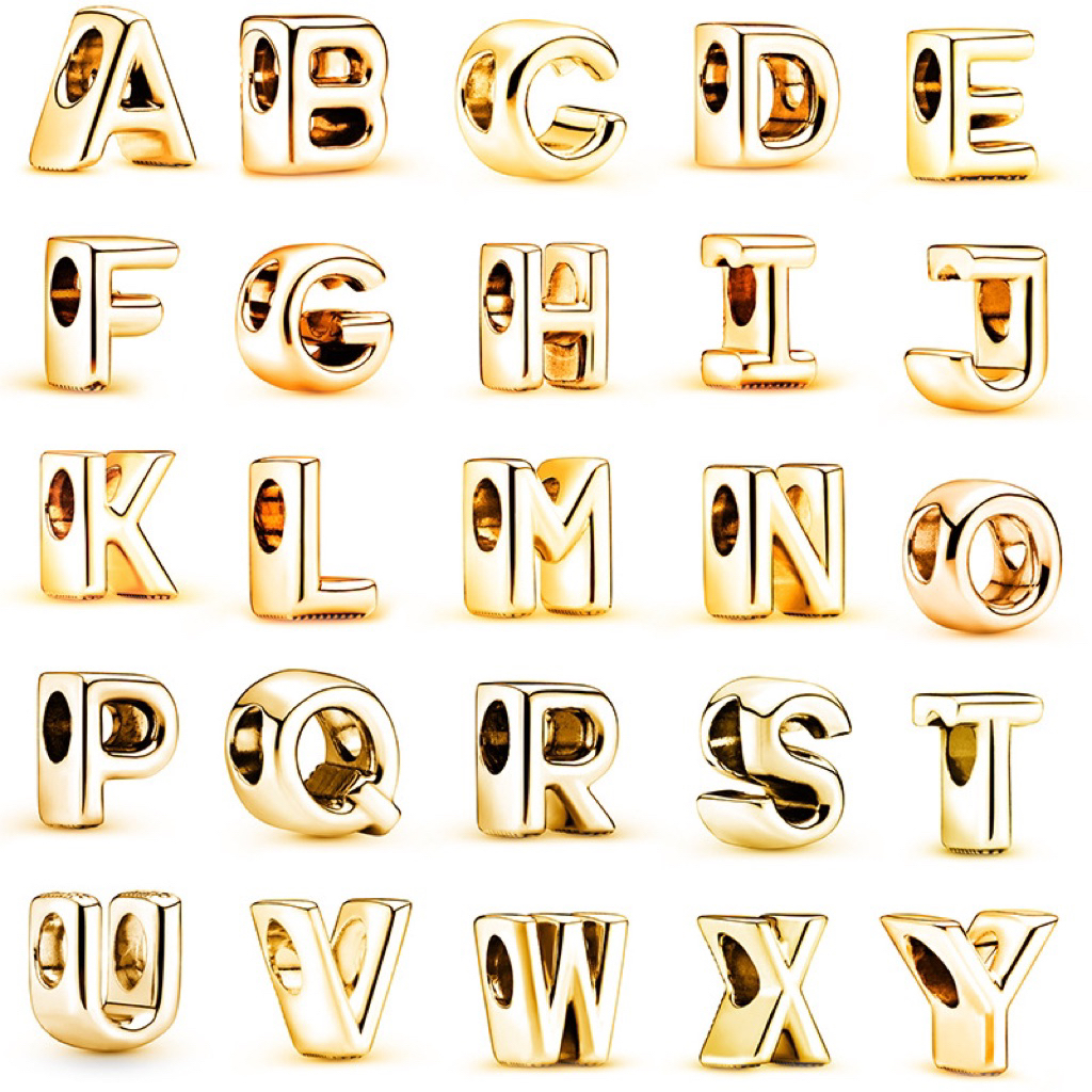 CHARMS BRACELET / NECKLACE GOLD TITANIUM ANTI-FADE ALPHABET INITIAL NAME / CHARMS AESTTHETIC ALPHABE