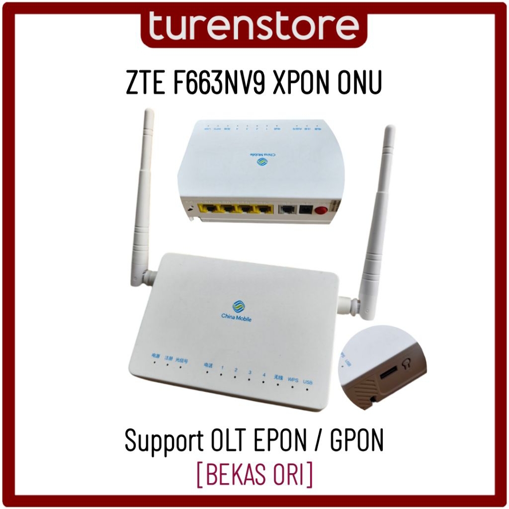 XPON ZTE F663NV9 ONU ONT ใช้แล้วต้นฉบับ