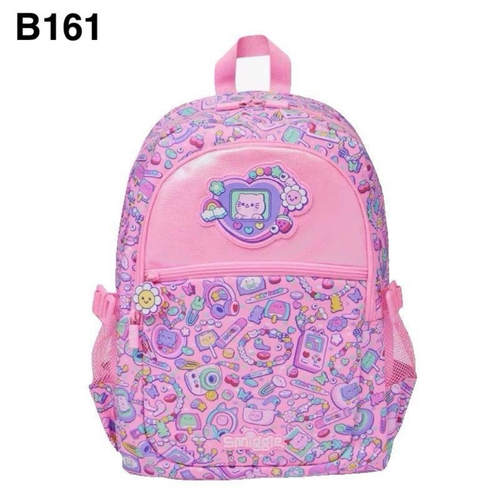 Smiggle B161 Cat game กระเป๋าเป้สะพายหลังสีชมพู/กระเป๋าเป้สะพายหลังเด็กผู้หญิง Elementary School
