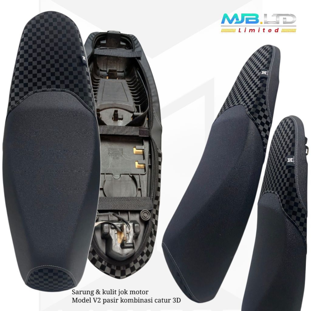 All beat ผ้าคลุมเบาะมอเตอร์ไซค์ & หนัง รุ่น V2 sand combination 3D Chess และ Carbon วัสดุนําเข้ามาตร