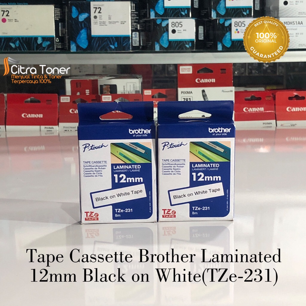 Brother 12mm Tze~231 ป้ายเทปต้นฉบับสีขาว