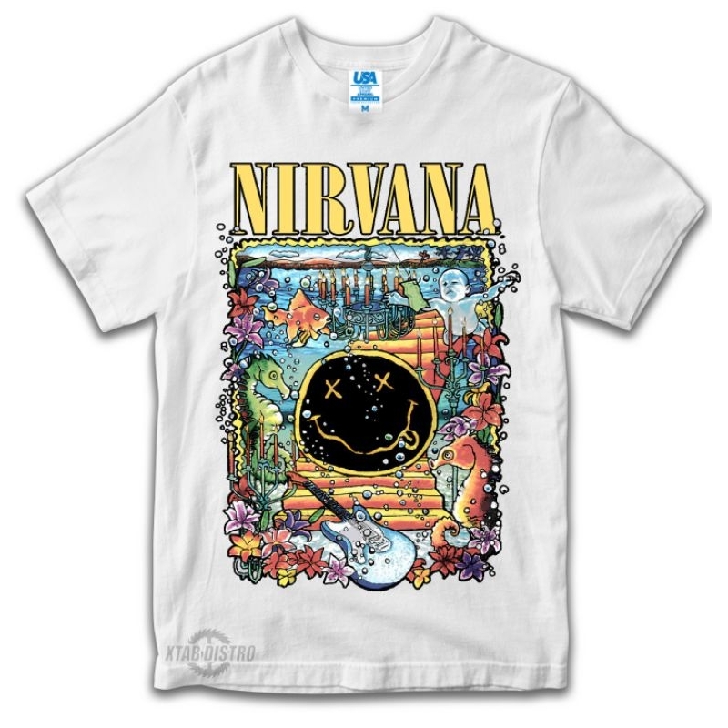 เสื้อยืด NIRVANA UNDER WATER WHITE เสื้อยืดวง Nirvana kurt cobain nevermind