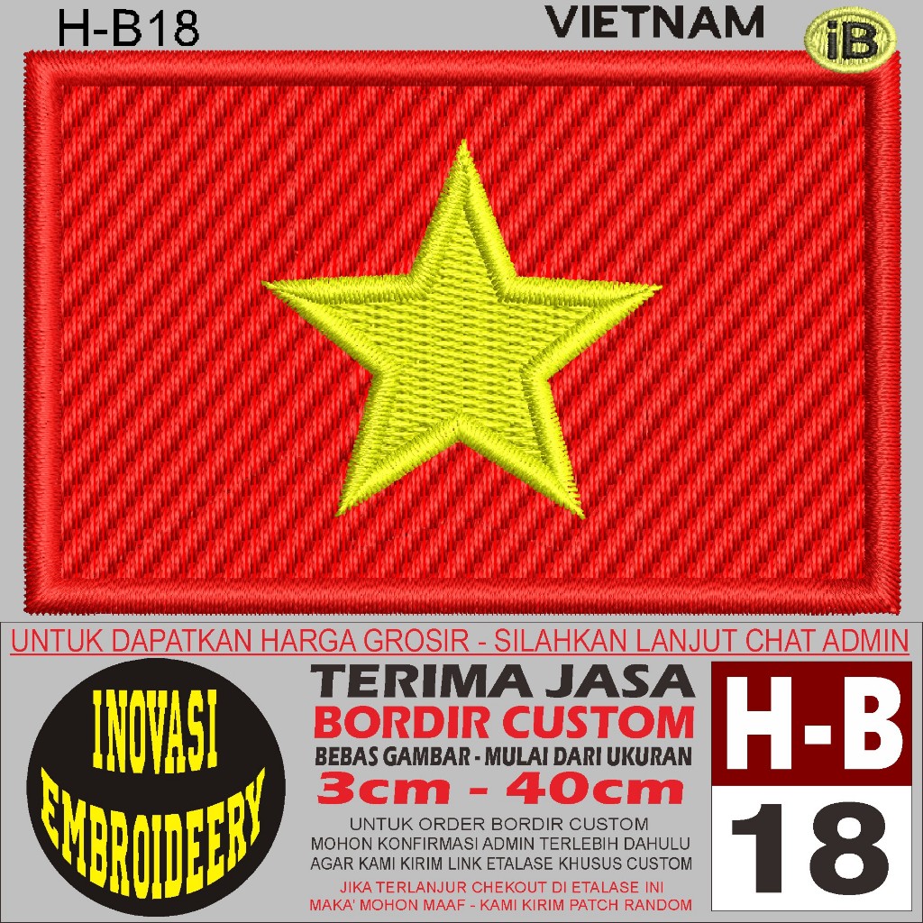 PATCH EMBROIDERY โลโก้ H-B18 VIETNAM INOVASI EMBROIDERY-TESTIMONI