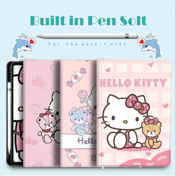 เคส Ipad hellokitty พร้อมปากกาสล็อต ipad air 5 เคส ipad 10 pro 11 นิ้ว Air 4 3 2 1 gen 9 8 7 Air 11 