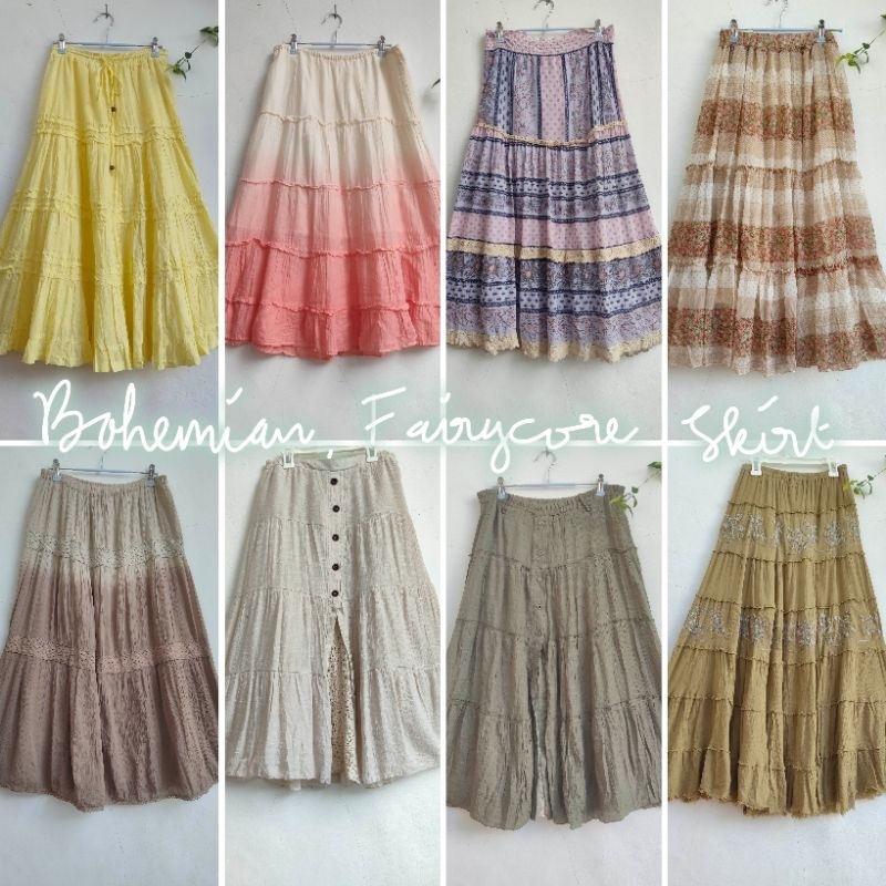 BOHEMIAN PAISLEY TIERED Y2K MORI KEI FAIRYCORE RENAISSANCE COTTAGECORE VICTORIAN LAYER MAXI BRANDED