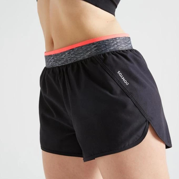 DOMYOS กางเกงวิ่งผู้หญิงสีดําน่ารักรวมกันกีฬาวิ่งโยคะยิมนาสติกขนาด XS-M-XL