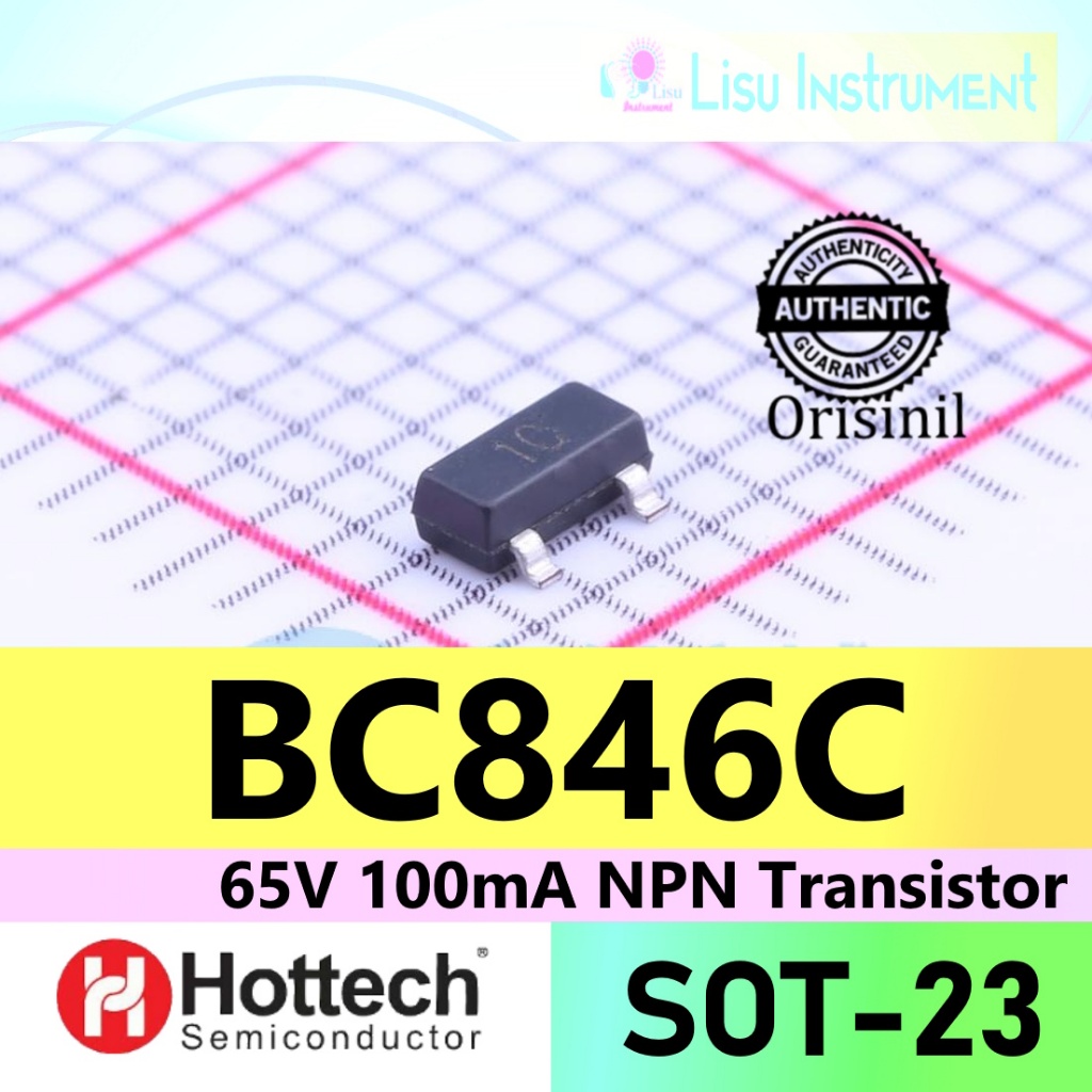 BC846C 65V 100mA NPN ทรานซิสเตอร์ BC846 1C SOT-23 Hottech ORIGINAL