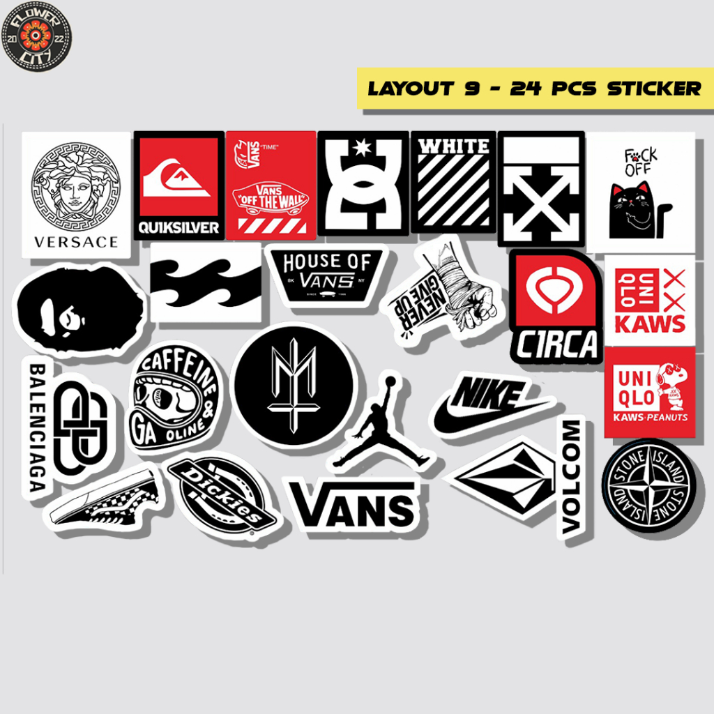 Premium Sticker Pack - หมวกกันน็อค / สติ๊กเกอร์กลางแจ้ง - LAYOUT 9 M Black & Red - Flower City