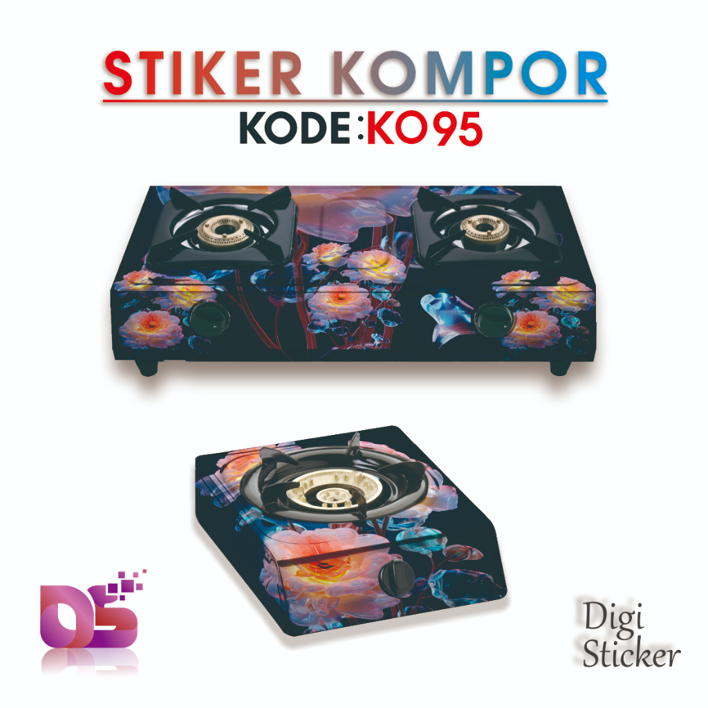 Premium Sticker เตาแก๊ส 1 Burner 2 Burners Elegant Premium Flower Motif Sticker Digi Sticker KO95-99