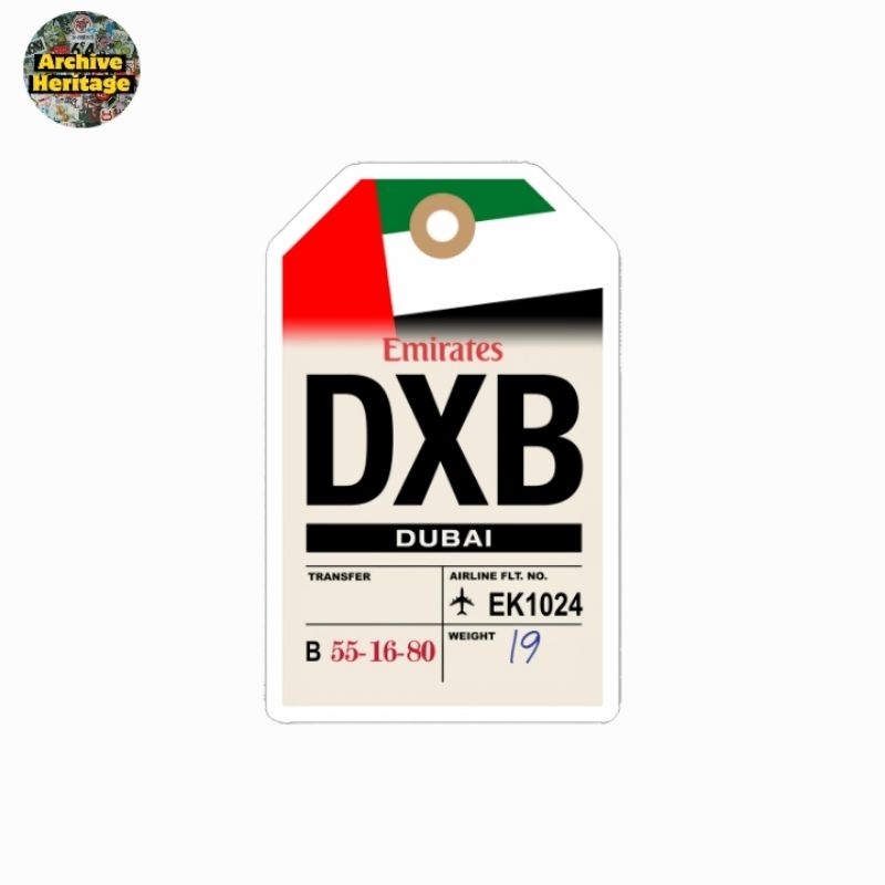 สติ๊กเกอร์ DXB Airport Dubai Emirates Airlines ป้ายกระเป๋าเดินทาง ป้ายโลโก้