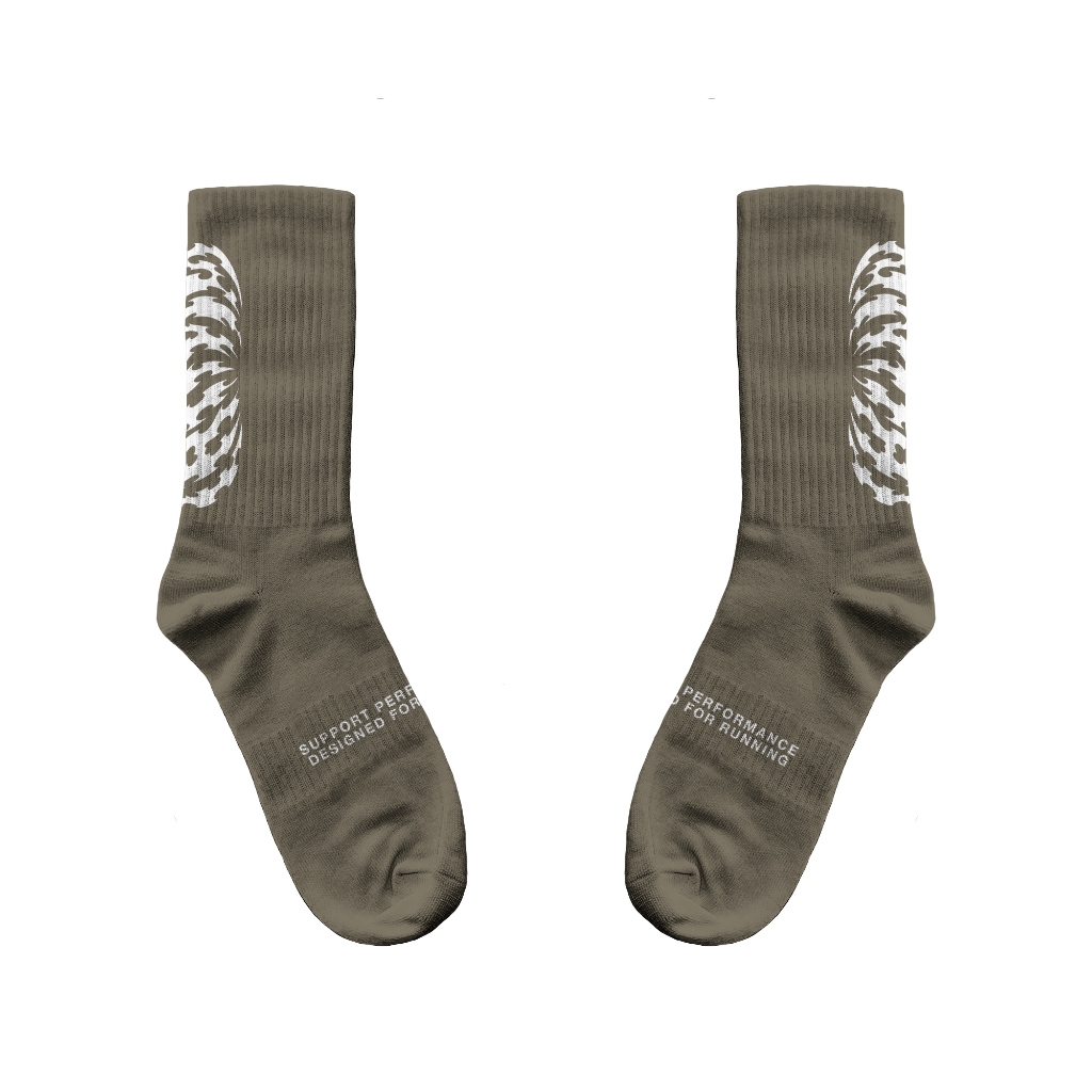 HLWN Running Unisex Socks สีน้ําตาล - Vigorous
