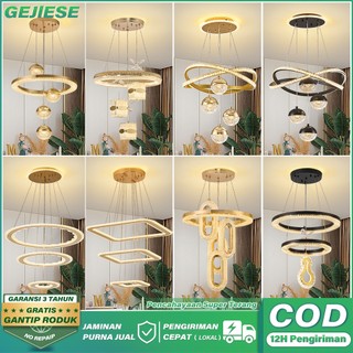 GEJIESE Lampu Gantung Kristal Modern 72W LED 3Warna Dapat Disesuaikan Lampu Gantung Ruang Tamu Hias