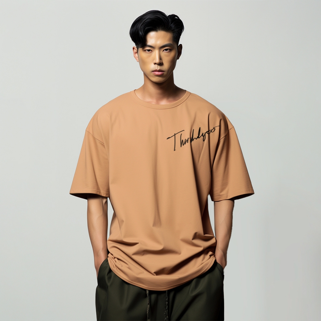 Thirddayco signature เสื้อยืดผู้ใหญ่หนาสีดํา MTN27 สีเลือดหมู MTN26 สีกรมท่า MTN28 สีกากี MTN29