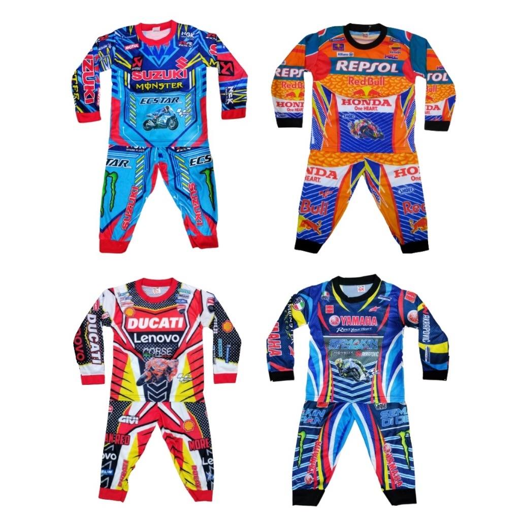 ชุดเสื้อผ้า MOTO GP สําหรับ 1 ปี - 10 ปี / เสื้อผ้าแข่งมอเตอร์ไซค์ของ LATEST / เสื้อผ้า MOTO GP