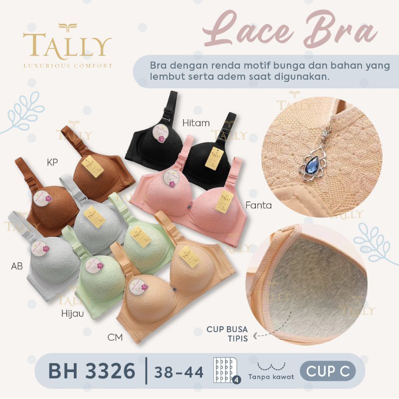 SALLY BRA BH 3326 I CUP CI THIN FOAM I WIRELESS I HOOK 4 I SIZE 38 - 44
