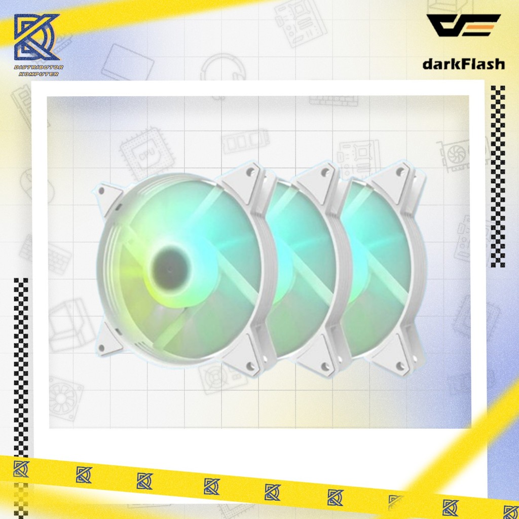 AIGO DARKFLASH FAN CASING C6MS สีขาว 3IN1 AURORA RAINBOW - 12CM 3PACK