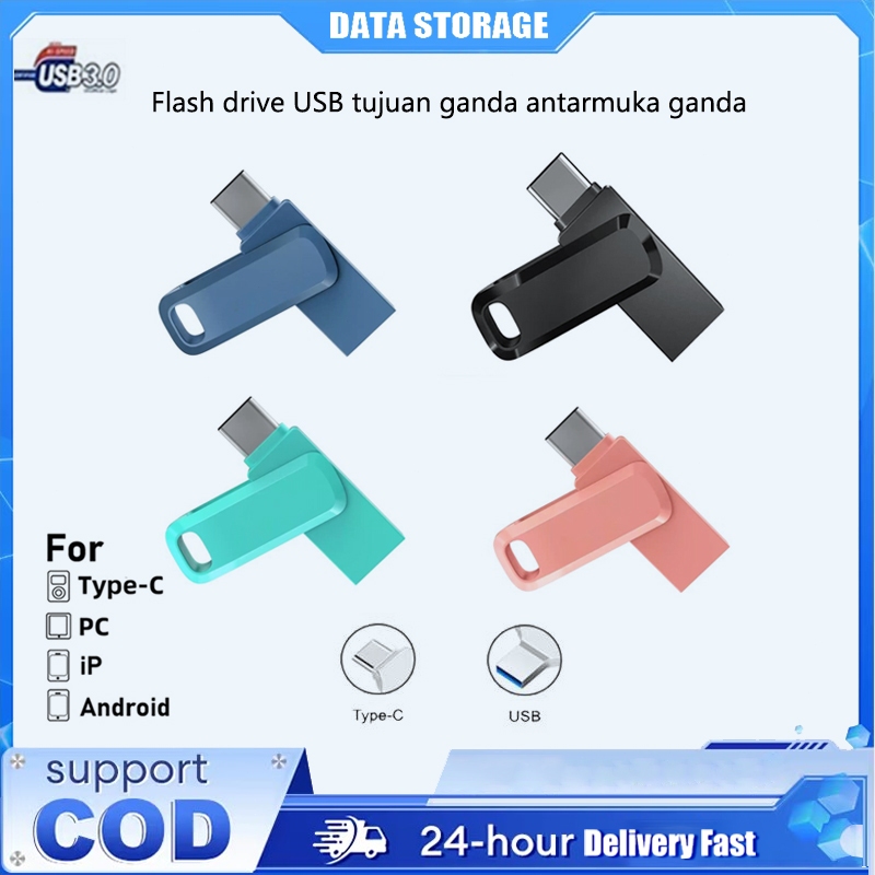 ไดรฟ์คู่พิเศษ GO OTG Type-C 256GB USB 3.2 - สีดํา, 128GB 64GB Flashdisk & Flashdisk OTG สําหรับ ipho