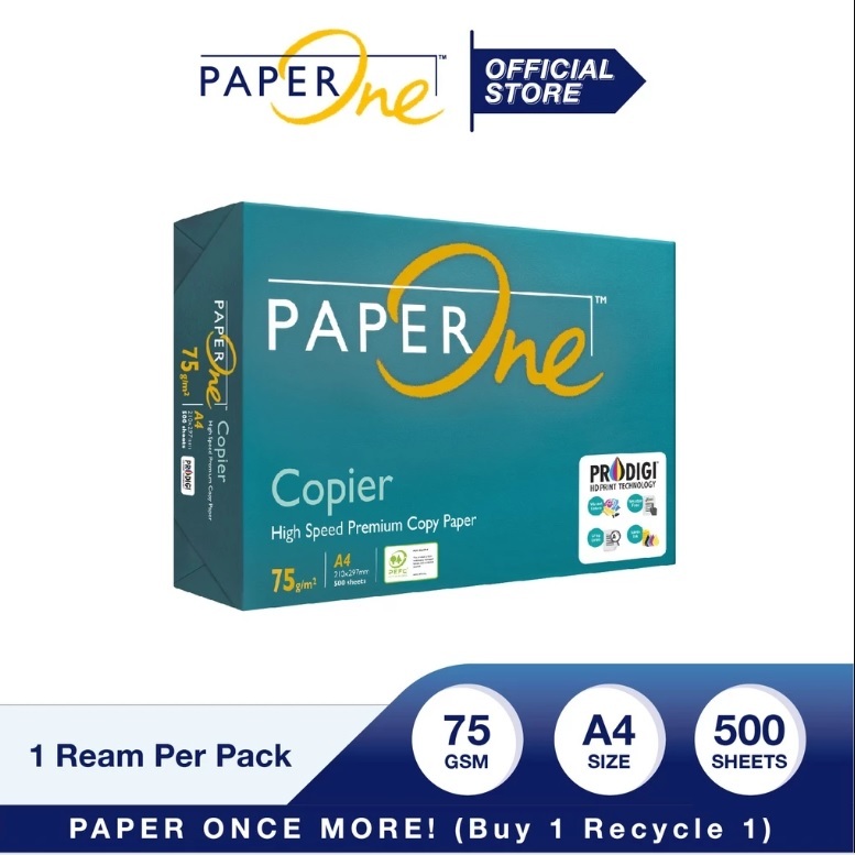 PAPER ONE A4 HVS PAPER 75 แกรม (1 รีม = 500 แผ่น)