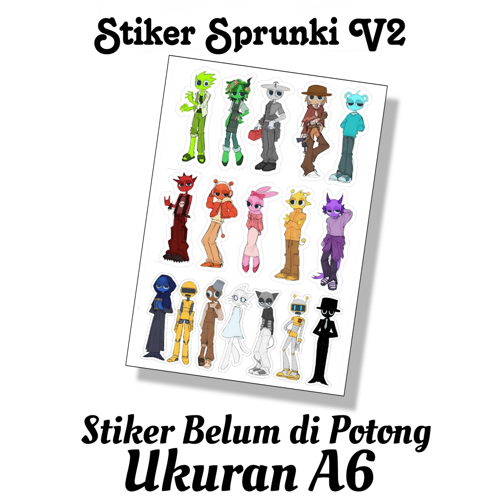 SPRUNKI V2 สติ๊กเกอร์ / สติ๊กเกอร์ไวนิลขนาด A6 / สติ๊กเกอร์ / สติ๊กเกอร์น่ารัก