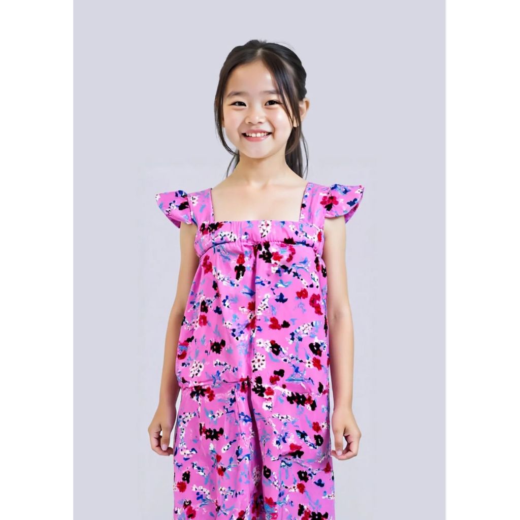 FORINA GIRL SET ชุดจั๊มสูทลําลองสําหรับเด็กผู้หญิงลายดอกไม้อินเทรนด์อายุ 2 - 8 ปี
