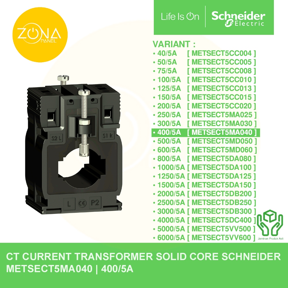 CURRENT TRANSFORMER CT SCHNEIDER 400/5A METSECT5MA040