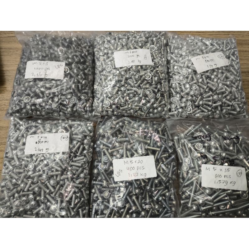 กลอนหัวกลมแบบ Cross Slot พร้อมแหวน M5x8 / M5x10 / M5x12 / M5x14 / M5x16 / M5x20 / M5x35