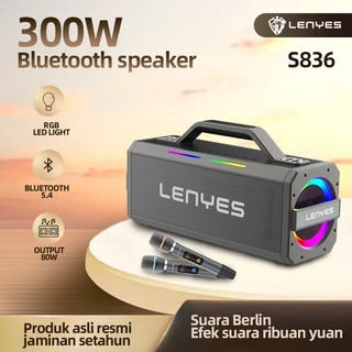 LENYES S836 300W KTV  Outdoor Wireless Speaker + Microphone Karaoke TWS Bluetooth 5.0 DSP Super Power Subwoofer